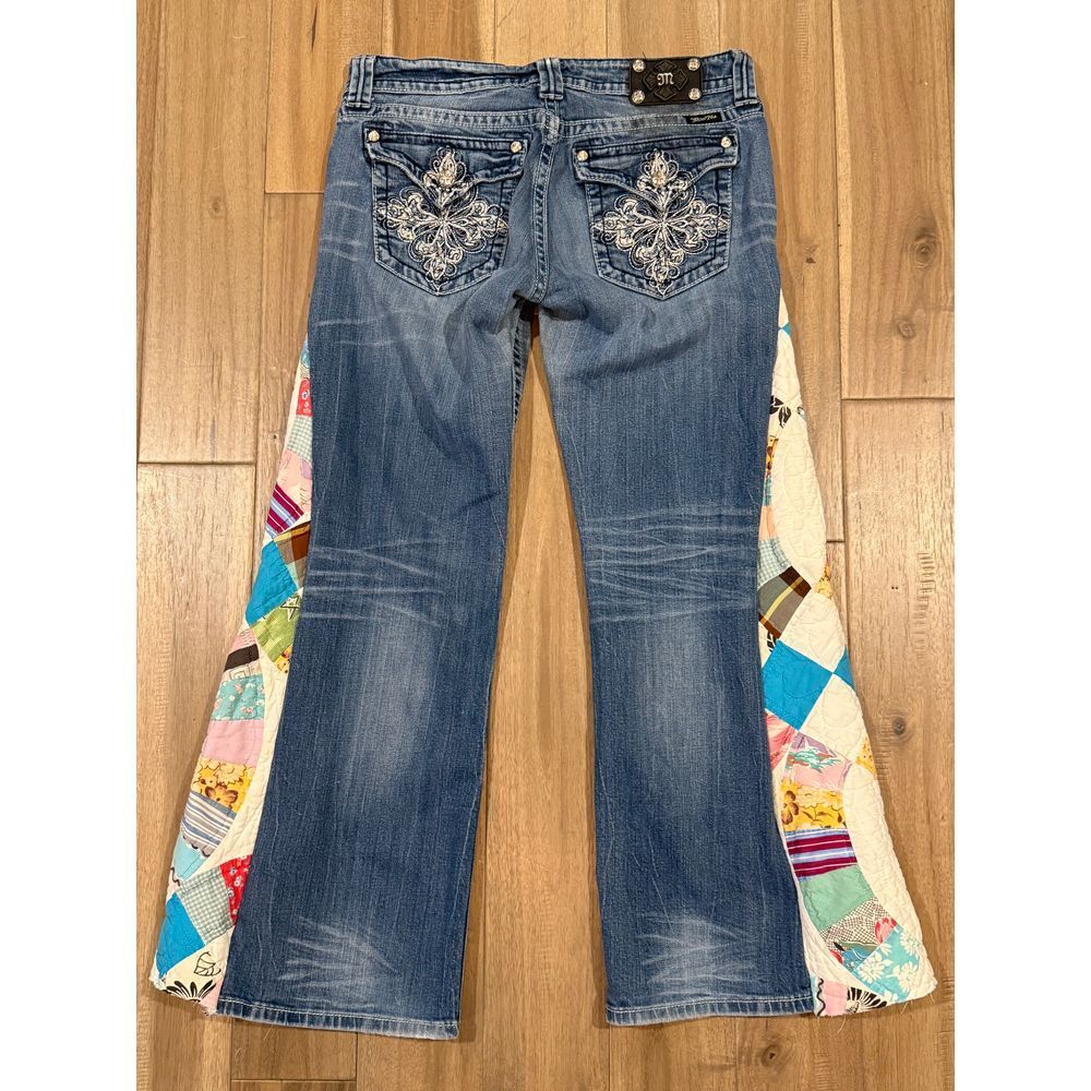 Miss Me Antique Quilt Patchwork Panel Custom Boot Jeans 32